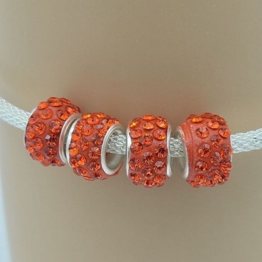 5/$21 4 X Orange Crystal Spacer Charms For Pandora